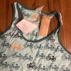 Francesca's Bicycle Print Tank Top - Green and Orange and shorts set